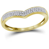 14kt Yellow Gold Womens Round Diamond Chevron Fashion Band Ring 1/6 Cttw