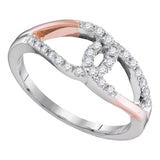 10kt Two-tone Gold Womens Round Diamond Loop Lasso Knot Band Ring 1/4 Cttw