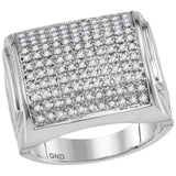 10kt White Gold Mens Round Diamond Domed Square Cluster Ring 1 Cttw