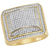 10kt Yellow Gold Mens Round Diamond Domed Square Cluster Ring 1 Cttw