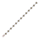 14kt Rose Gold Womens Round Brown Color Enhanced Diamond Cluster Bracelet 3-1/2 Cttw