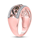 10kt Rose Gold Womens Round Red Color Enhanced Diamond Curl Band Ring 1/4 Cttw