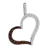 10kt Rose Gold Womens Round Red Color Enhanced Diamond Heart Pendant 1/3 Cttw