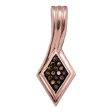 10kt Rose Gold Womens Round Red Color Enhanced Diamond Cluster Pendant 1/20 Cttw