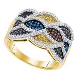 10kt Yellow Gold Womens Round Multicolor Enhanced Diamond Fashion Ring 3/4 Cttw