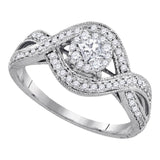 14kt White Gold Womens Princess Diamond Solitaire Twist Bridal Wedding Engagement Ring 1/2 Cttw