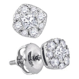 14kt White Gold Womens Princess Diamond Cluster Earrings 1/3 Cttw