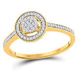 10kt Yellow Gold Womens Round Diamond Circle Frame Cluster Ring 1/5 Cttw