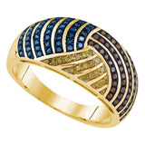 10kt Yellow Gold Womens Round Multicolor Enhanced Diamond Fashion Ring 3/8 Cttw