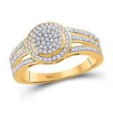 10kt Yellow Gold Womens Round Diamond Circle Frame Cluster Ring 1/4 Cttw