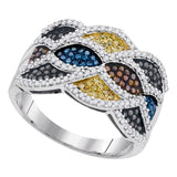 10kt White Gold Womens Round Multicolor Enhanced Diamond Fashion Ring 3/4 Cttw