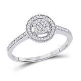 10kt White Gold Womens Round Diamond Circle Frame Cluster Ring 1/5 Cttw
