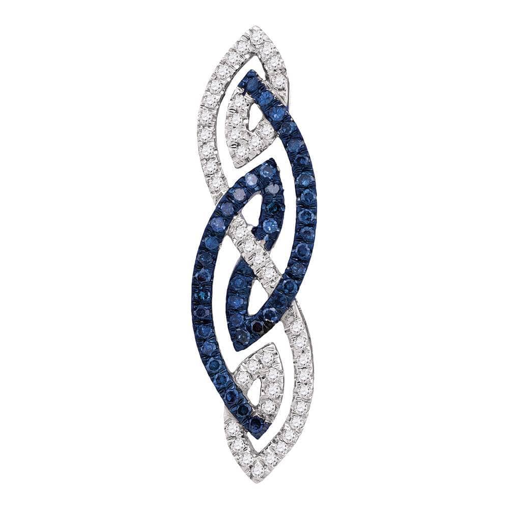 Womens 10K White Gold Enhanced Color Enhanced Blue Diamond Fashion Charm Pendant 1/4CT