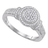 10kt White Gold Womens Diamond Circle Frame Cluster Bridal Engagement Ring 1/4 Cttw