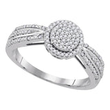 10kt White Gold Womens Round Diamond Circle Cluster Ring 1/5 Cttw