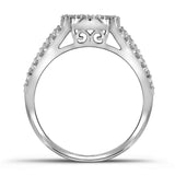10k White Gold Round Diamond Cluster Bridal Wedding Ring Band Set 3/8 Cttw