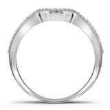 10kt White Gold Round Diamond Cluster Bridal Wedding Ring Band Set 1/4 Cttw