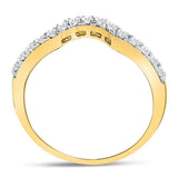 14kt Yellow Gold Womens Round Diamond Curved Wedding Enhancer Band Ring 1/4 Cttw