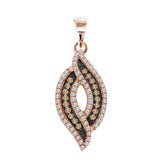 10kt Rose Gold Womens Round Red Color Enhanced Diamond Cascading Fashion Pendant 1/3 Cttw
