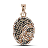 10kt Rose Gold Womens Round Red Color Enhanced Diamond Oval Pendant 1/4 Cttw