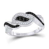 10kt White Gold Womens Round Black Color Enhanced Diamond Band Ring 1/4 Cttw