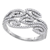 10kt White Gold Womens Round Diamond Curled Strand Band Ring 1/2 Cttw