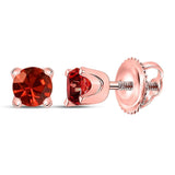 10kt Rose Gold Womens Round Red Color Enhanced Diamond Solitaire Earrings 1/2 Cttw