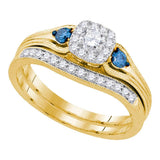 14kt Yellow Gold Round Diamond Bridal Wedding Ring Band Set 1/2 Cttw