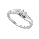14kt White Gold Princess Diamond 3-stone Bridal Wedding Engagement Ring 1/3 Cttw