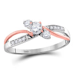 14kt Two-tone Gold Round Diamond 3-stone Bridal Wedding Engagement Ring 3/8 Cttw