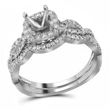 14kt White Gold Womens Diamond Semi-Mount Bridal Wedding Ring Set 5/8 Cttw