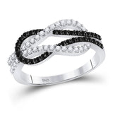 10kt White Gold Womens Round Black Color Enhanced Diamond Fashion Ring 1/2 Cttw