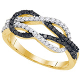 10kt Yellow Gold Womens Round Black Color Enhanced Diamond Band Ring 1/2 Cttw