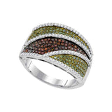 10kt White Gold Womens Round Green Color Enhanced Diamond Cluster Ring 3/4 Cttw