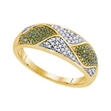 10kt Yellow Gold Womens Round Green Color Enhanced Diamond Fashion Band Ring 1/4 Cttw