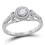 10k White Gold Round Diamond Bridal Wedding Engagement Anniversary Ring 3/8 Cttw