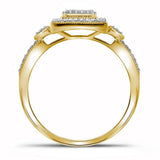 10kt Yellow Gold Diamond Square 3-Piece Bridal Wedding Ring Band Set 1/3 Cttw