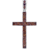 10kt Rose Gold Womens Round Red Color Enhanced Diamond Christian Cross Pendant 1/4 Cttw