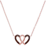 10kt Rose Gold Womens Round Red Color Enhanced Diamond Heart Necklace 1/10 Cttw