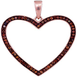 10kt Rose Gold Womens Round Red Color Enhanced Diamond Heart Love Pendant 1/5 Cttw