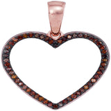 10kt Rose Gold Womens Round Red Color Enhanced Diamond Heart Love Pendant 1/6 Cttw