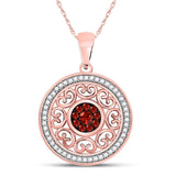 10kt Rose Gold Womens Round Red Color Enhanced Diamond Circle Pendant 1/3 Cttw