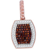 10kt Rose Gold Womens Round Red Color Enhanced Diamond Fashion Pendant 1/4 Cttw