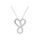 10kt White Gold Womens Round Diamond Heart Infinity Pendant Necklace 1/6 Cttw