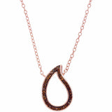 10kt Rose Gold Womens Round Red Color Enhanced Diamond Teardrop Pendant Necklace 1/10 Cttw