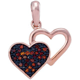10kt Rose Gold Womens Round Red Color Enhanced Diamond Heart Pendant 1/12 Cttw