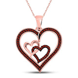 10kt Rose Gold Womens Round Red Color Enhanced Diamond Heart Love Pendant 1/4 Cttw