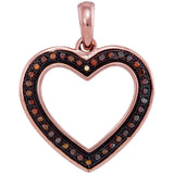 10kt Rose Gold Womens Round Red Color Enhanced Diamond Heart Love Pendant 1/10 Cttw