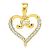 10kt Yellow Gold Womens Diamond Bound Tied Heart Pendant 1/12 Cttw