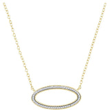 10kt Yellow Gold Womens Round Diamond Oval Outline Pendant Necklace 1/8 Cttw